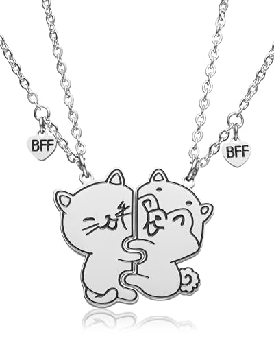 Yooborn Cat & Dog BFF Necklace 2-Piece Friendship Jewelry