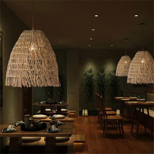 Lustre en rotin style ferme suspension rustique E27 réglable chic
