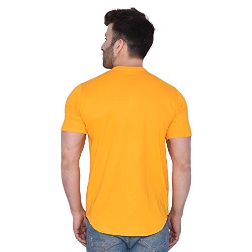 Image of Geum Men's Mandarin Collar Shirt with Graphic Print| Short Sleeve Cotton Blend Slim Fit Casual Shirt for Men