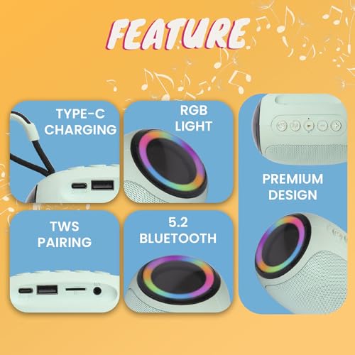 Image of Krisons Spark Glow Bluetooth Speaker 10W Multi-Media Bluetooth Party Speaker with RGB Lights, USB, SD Card and Handsfree Calling - Blue