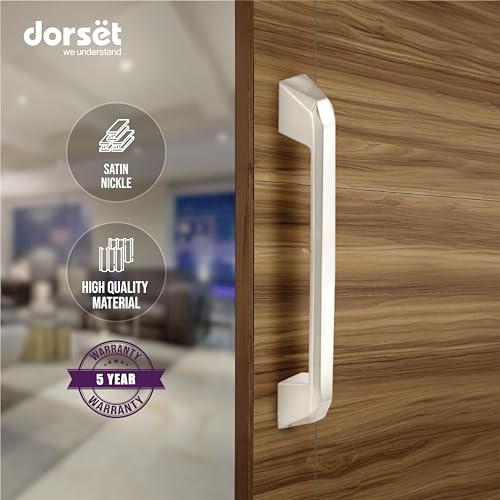 Image of Dorset 12 inch Door Handle for Main Door, Pull Push Door Handle for Wooden & Glass Doors (Satin Nickle Finish) Pair - TES12PSN