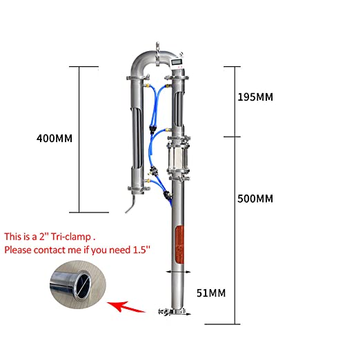 New Tubular distillation tower with sight glass copper mesh 1.5'' 2'' domestic brewing equipment moonshine distiller (2'')