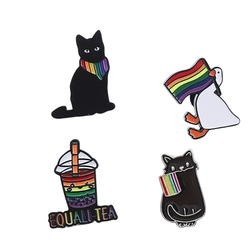 4 Stück Regenbogen Broschen, Anstecker, Pins Anstecker, Anstecker Pin, Pins for Bags, Lustige Cartoon-Tier-BroscheRevers Pins Abzeichen für Rucksack Zubehör Schmuck Geschenk