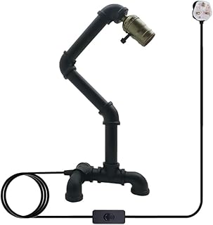 Vintage Style Desk Light Innovative and Creative Lighting Water Pipe Table Lamps, Industrial Steampunk Retro Base E27 Holder Fitting Lighting