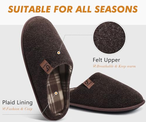 Image of COFACE Unisex Mens Womens Cozy Memory Foam Scuff Slippers Casual Slip On Warm House Shoes Indoor /Outdoor Felt Sandal Slippers Size 4-15