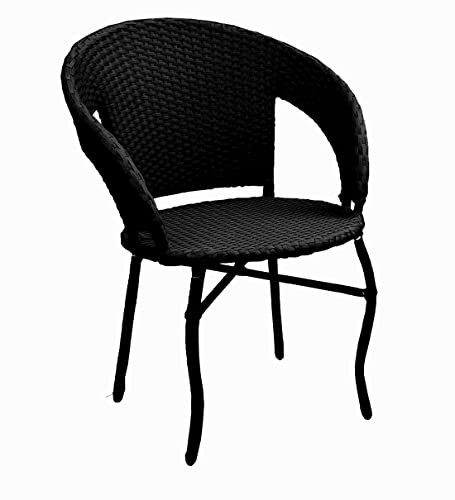 Image of Anaya Decor D-12 Chairs Table Set 4+1 Wicker Patio Furniture Sets 4 Chair and 1 Table for Garden Balcony Bedroom Powder Coated Frame Uv Protected Wicker (Black)
