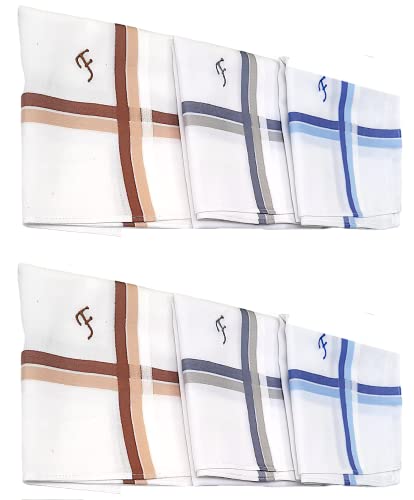 Image of ANTONIA Men's Initial Alphabet Handkerchiefs | Premium Cotton Personalized Hankies with Letter Embroidery (A-Z) | Soft, Absorbent & Reusable | Formal, Wedding & Gift Use | Pack of 6