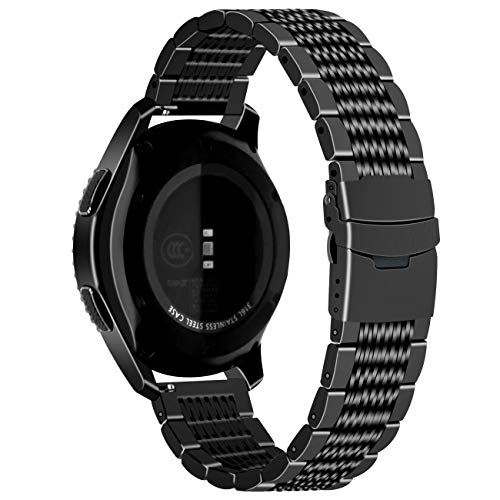 Bracelet mesh 22mm acier inoxydable noir pour Galaxy Watch 46mm et Gear S3 - 2