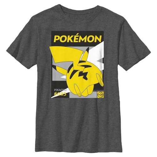Pokemon Pikachu Run 025 - Camiseta de manga corta para niños, Gris Carbón jaspeado, X-Small