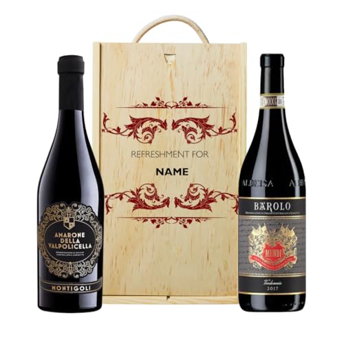 Personalised Luxury Montigoli Amarone della Valpolicella & Cucco Barolo Red Wine Gift Set - Wine Gifts for Women, Red Wine Box, Wine Gifts for Men, Wine Hamper Offers, Birthdays, Christmas