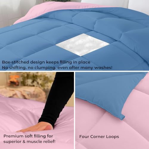 Image of AYKA Reversible Comforter 220 GSM Microfiber Reversible AC Comforter /Blanket for Winter /Quilt /Dohar /Duvets for King Size Blanket /Comforter Double Bed (Cameo & MedBlue, 60 * 90 inch)