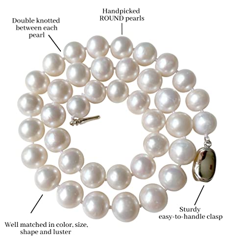 II ROUND PEARL II Real Pearl Necklace for Women Ivory Beige Cream White Pearls Jewelry Men Cultured Freshwater Sterling Silver Wedding4
