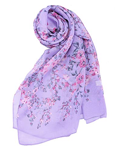 uxcell® Long Chiffon Floral Scarves Lightweight Beach Sunscreen Shawls for Women2