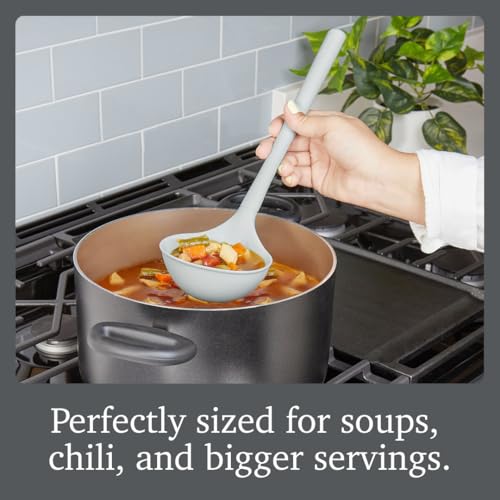 Image of Tovolo Flex Core Silicone Ladle BPA Free Oyster Gray Deep Silicone Soup Ladle, Heat Resistant All Silicone Ladle Construction, Large Dishwasher Soup Ladle Kitchen Utensil for Cooking