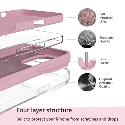 Image of iPhone 15 Case Silicone,Soft Microfiber Lining(Sand Pink)