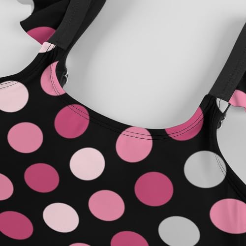 Image of Girls One Piece Swimsuit Polka Dots Ruffles Swimwear Bathing Suits 3-12 Years