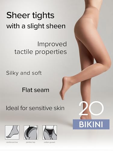 Image of Conte French Cut Sheer Pantyhose Tights with Lace Top Panties Bikini 20 Den
