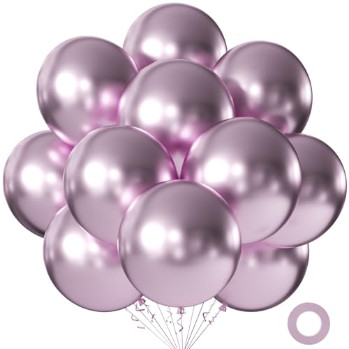 Image of KALOR 18 Inch Metallic Light Pink Large Latex Round Balloons 30-Pack