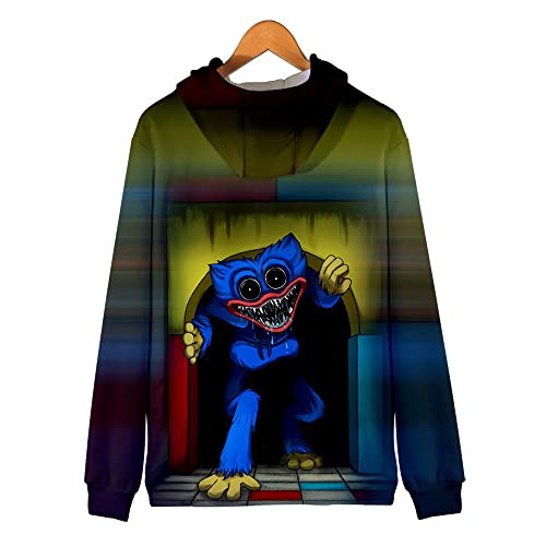 Moletom com capuz Poppy Playtime, pulôver unissex solto e confortável, moletom respirável para ambie