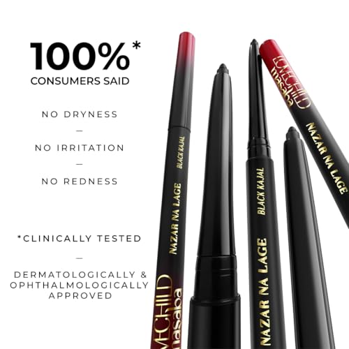 Image of LoveChild Masaba Kajal Pencil Coal Black Matte - Smudge-proof & Waterproof, Long-lasting Deeply Pigmented Intense Black Kajal for Women, Makeup Essential (0.35g)