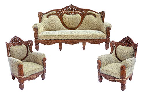 Image of Luxury Wooden Teakwwood Five Seater Sofa Set for Living Room (Honey Brown) Solid Wood Outdoor Chair 5 Seater Sofa | (26)