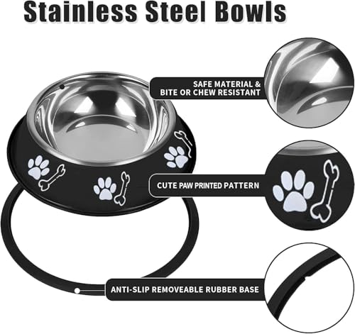 Image of PremiumAV Stainless Steel Dog Bowl 400 ML 1 No. Size - Anti-Skid Pet Bowl with Non-Slip Base for Puppies & Cats, Durable Food & Water Dish, Non-Toxic Easy Clean Silver Feeding Bowl, Small Pet Gift