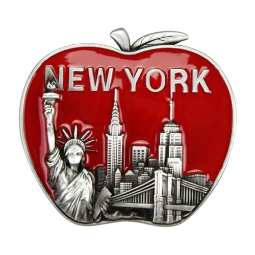 Artisan Owl New York City Skyline Red Apple Pewter Refrigerator