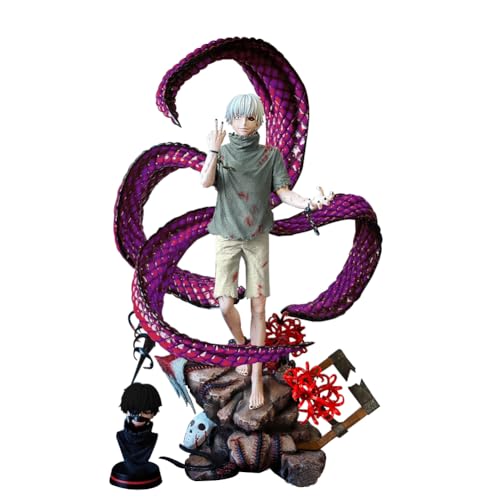 YLQANONG Kaneki Ken Figures, Kaneki Ken Anime Figure Statues Interchangeable Heads Anime Action Figurine for Fans 13.78IN