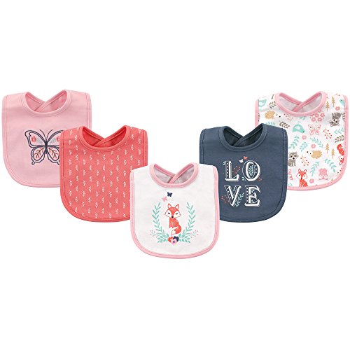 Image of Hudson Baby Unisex Baby Cotton Bibs, Woodland Fox, One Size