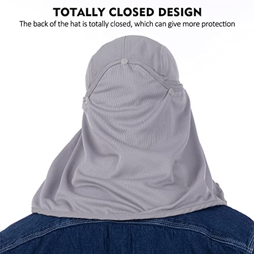 Fishing Hat Summer UPF 50 UV Protection Outdoor Hiking Jungle Mountain Sun Mens Quick Dry Baseball Cap Face Neck Cover Flap Waterproof Breathable caps Flap Hats for Men Women New Unisex New Light Gray - Image 3