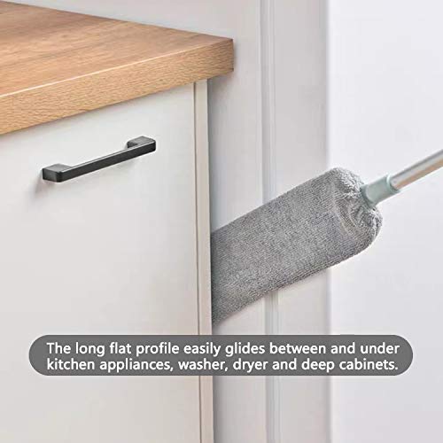 Image of Barebeauty Dust Brush Under Appliance Microfiber Duster with Extension Pole (40 to 55 inches) Bendable, Washable, Extendable Gap Dusters for Sofa Bed Furniture Bottom - Wet or Dry(Gray)
