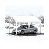 Große, Robuste Carports Mit Verstärktem Rahmen, Wind- Und Schneesichere Carport-Bausätze Für Traktoren, LKW, Wohnmobile Und SUVs(White)