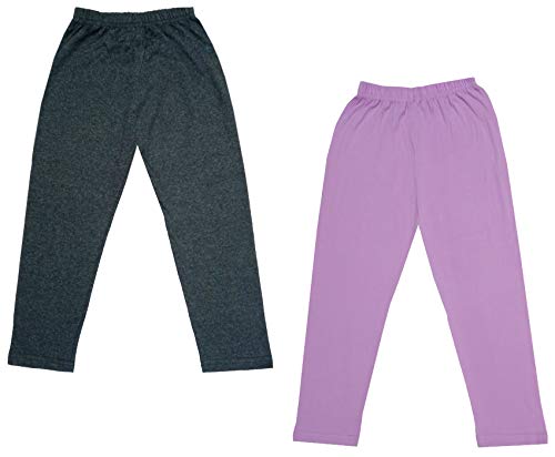 Image of IndiWeaves Girls Super Soft Cotton Solid Capri Pants (Purple, Grey,) Pack of 2