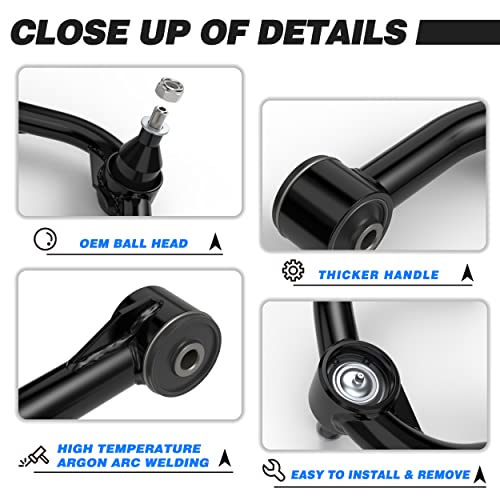 Tezlcad 2 Pcs 2-4" Black Front Upper Control Arms Compatible With For 2004-2022 F150 With Ball Joint, Adjustable Suspension Kit Tubular Arms Lift 2 To 4 Inch, Replacement Oem Factory Suspension Arms #TOP5