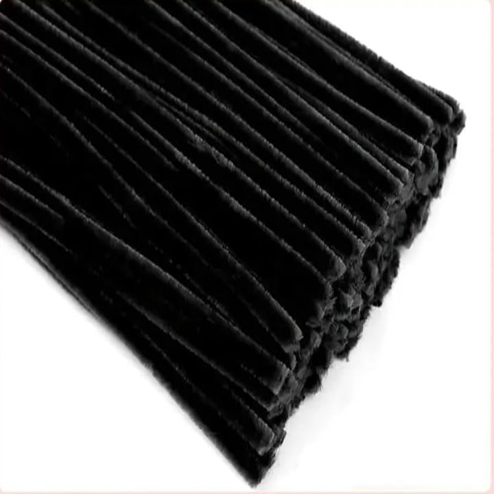 SEQUENTIAL, 500 pcs BLACK pipe cleaners for craft, super soft chenille wire stems 6mm x 30cm long