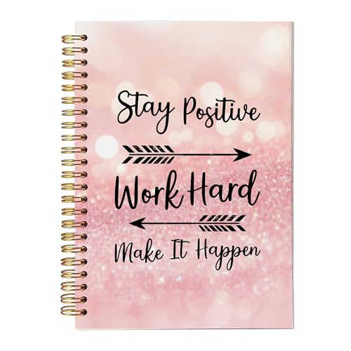 Carnet à spirale rose pailleté de motivation pour femme - format A5 14x21 cm