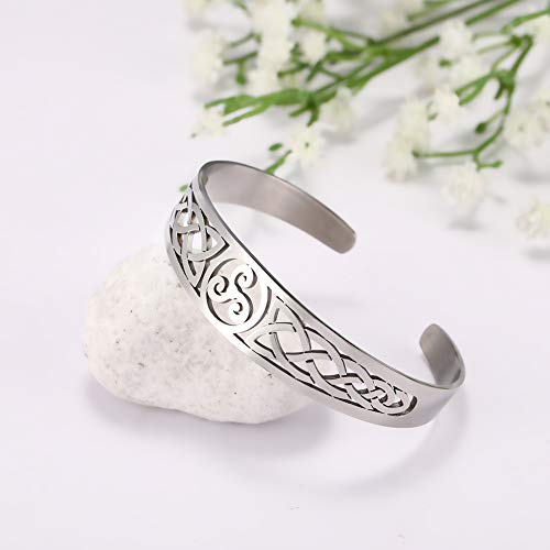 VASSAGO Nordic Viking Triskele Symbol Irish Trinity Celtic Knot Cuff Bracelet Stainless Steel Bangle Vintage Amulet Jewelry Gifts for Men Women Teens 5