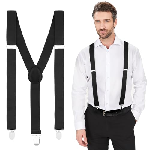 Yetuab Hosenträger für Herren Schwarz Extra Stark Breite - Cadeau Saint Valentin