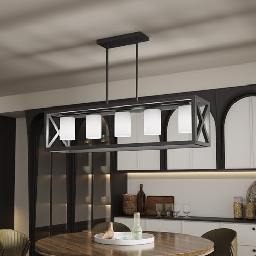 Espird Black White Dining Room Light Fixture - 5 Light