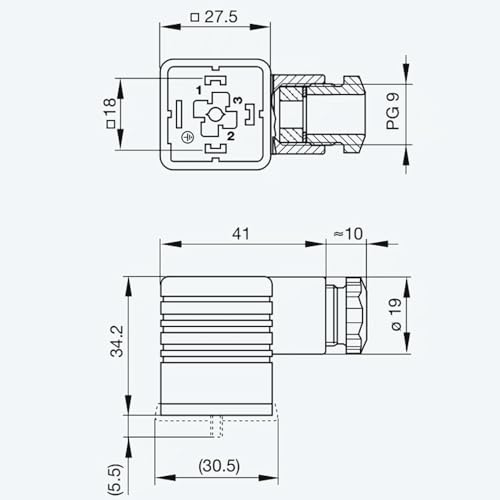 Prise d'électrovanne GDM3009-3 connecteur PG9 250V 16A