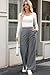 Sidefeel Wide Legs Pants Woman Casual Cargo High Waisted Button Stretchy Loose Fit Corduroy Pants with Pockets Grey Size Small