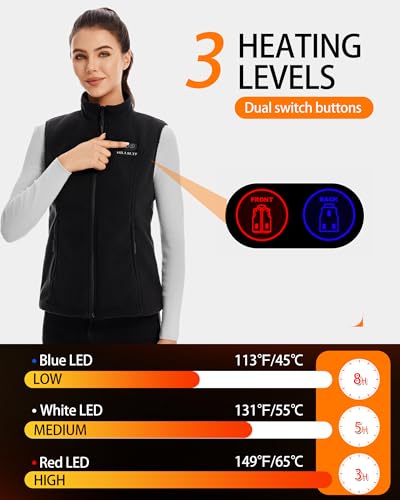Heated Fleece Vest for Women with 7.4V 12000mAh Battery Pack - Lightweight Electric Heating2