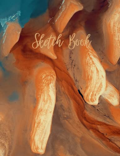 Sketch Book: Blank Notebook For Drawing And Sketching Blue And Orange Abstract Painting,120 Pages,8.5x11 inches large