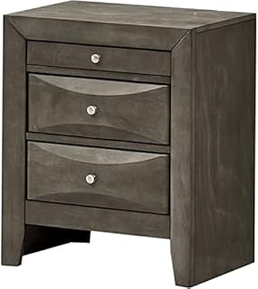 MAKLAINE Contemporary Engineered Wood 3 Drawer Nightstand in Gray