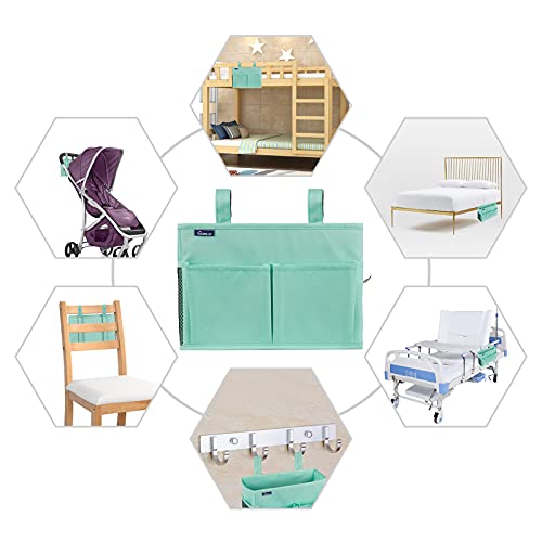 Image of Surblue Bedside Caddy Storage Hanging Organizer for Bunk and Hospital Dorm Rooms Beds Rails Green