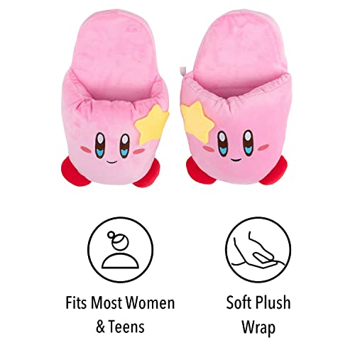 Pink Puff Ball Slipper | Cute Anime Video Game Smash Star Allies Forgotten Land | Plush Pastel Fuzzy Slip On House Shoes One Size Adult Women Medium4