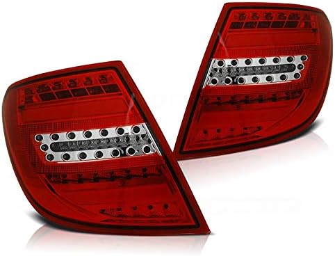 LED Rear Tail Lights RED WHITE compatible with MERCEDES C-CLASS W204 ESTATE 2007 2008 2009 2010 VR-2501 Tail Light Tail Lamp 1 Pair Driver And Passenger Side Complete Set