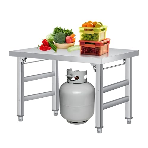 GlowSol Foldable Stainless Steel Table, 36 Inch Folding Commercial Prep Table, 24