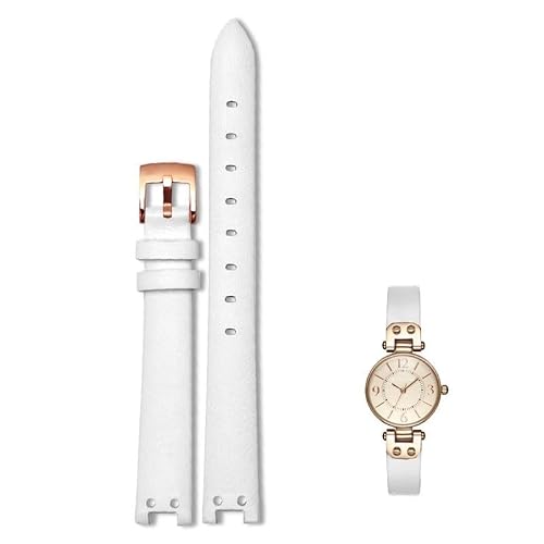 dongrif Leather Strap For Anne Klein Notch Girl Small Shield Retro Soft Comfortable Watch Band Accessories for AK(White rk)