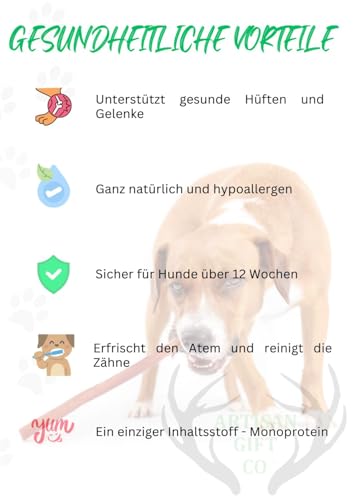 ARTISAN GIFT CO Ochsenziemer für Hunde - 100% Trockenfleisch Hundeleckerlis, geeignet für die Barf-Diät - Bullensticks für Hunde - (30cm) - Sparpaket 5 st.